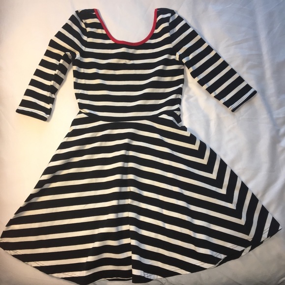 red black and white striped dress